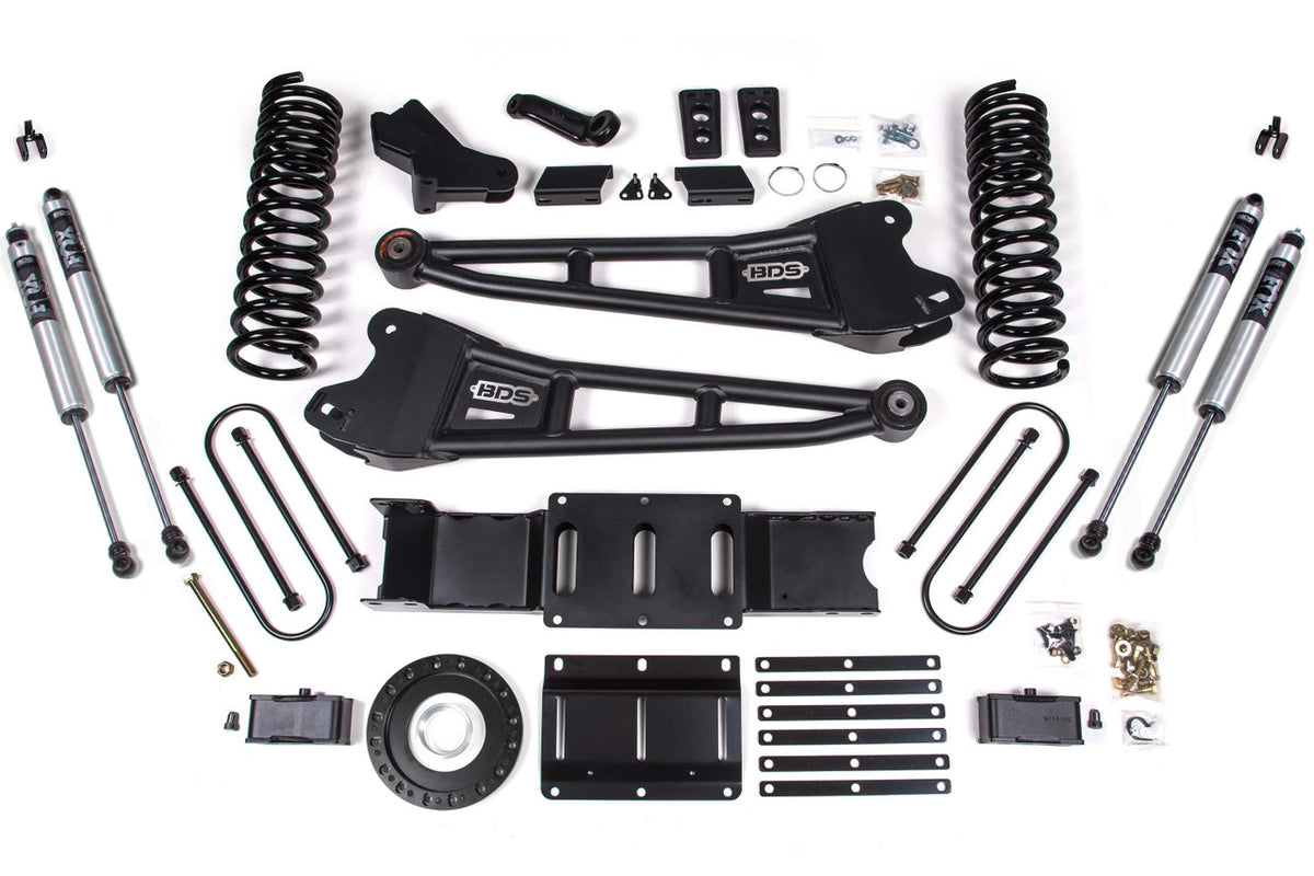 BDS Suspension 4 Inch Lift Kit w/ Radius Arm 2 Inch Rear Block Ram 3500 19-24 4WD Diesel Without Factory Rear Overload Leaf 6 Bolt Fox 2.0 Performance Shocks (BDS1704FS)