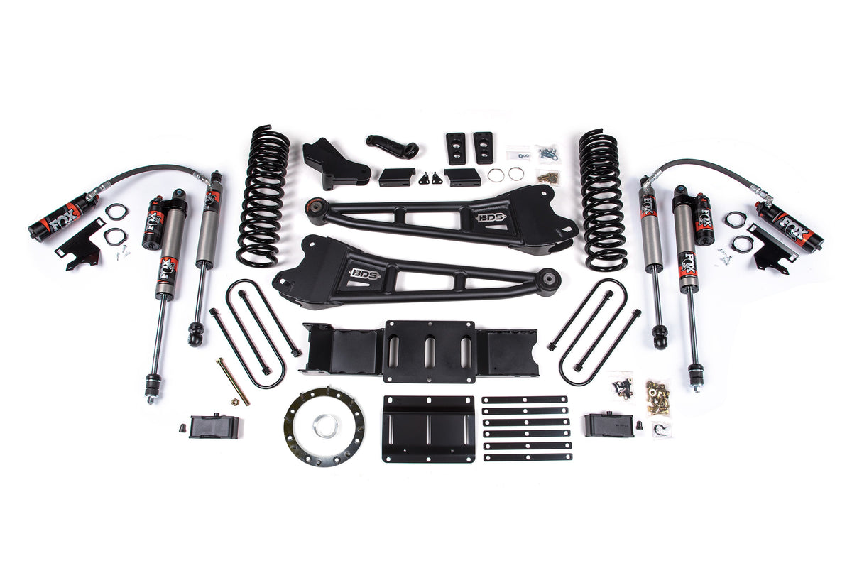 BDS Suspension 4 Inch Lift Kit w/ Radius Arm 2 Inch Rear Block Ram 3500 19-24 4WD Diesel With Factory Rear Overload Leaf 6 Bolt NX2 Nitro Shocks (BDS1705H)