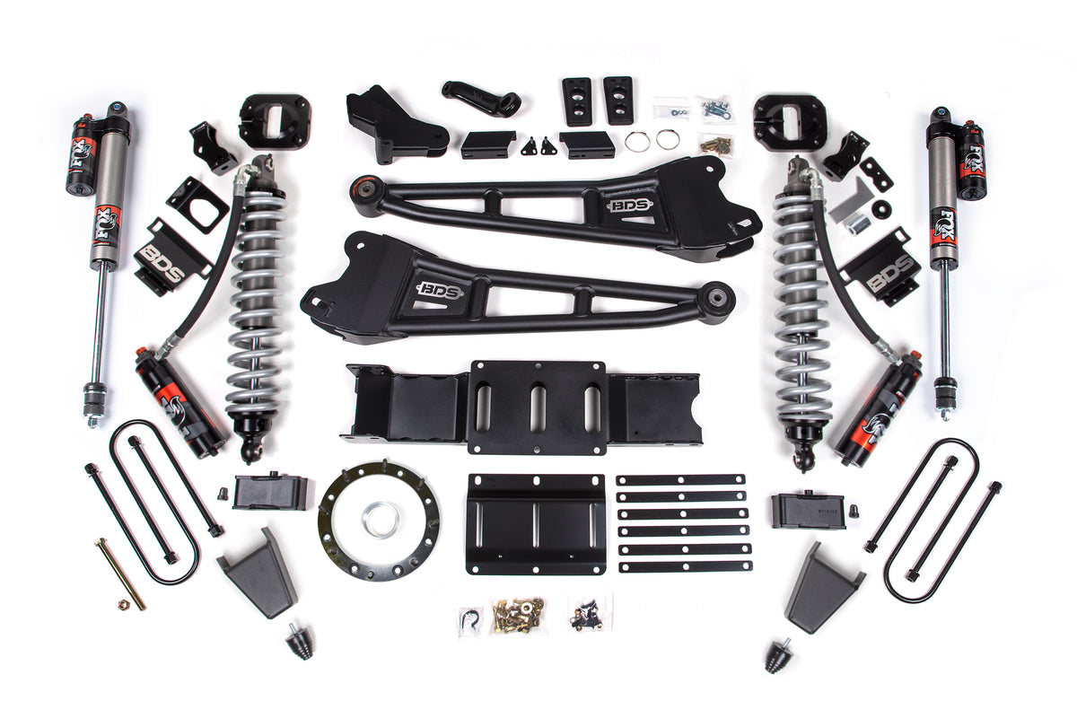 BDS Suspension 19-24 Ram 3500 4WD 4 Inch Radius Arm Suspension Lift Kit, 2 Inch Rear, Block w/o Overload, 8 Bolt Diesel - Fox 2.5 Performance Elite Series C/O Front, Fox 2.5 Performance Elite Series Rear BDS Suspension (BDS1706PES)