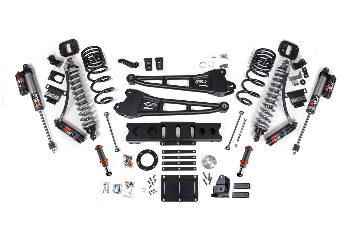 BDS Suspension 14-18 Ram 2500 4WD 4 Inch Radius Arm Suspension Lift Kit, 2.5 Inch Rear, Coil Spring, Diesel - Fox 2.5 Performance Elite Series C/O Front, FOX 2.0 Front Bump, Fox 2.5 Performance Elite Series Rear BDS Suspension (BDS1762PESB)