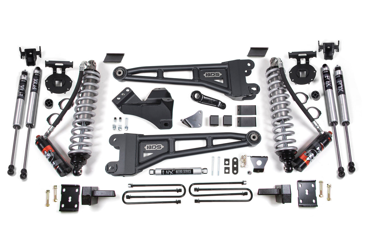 BDS Suspension 6 Inch Lift Kit w/ Radius Arm FOX 2.5 Performance Elite Coil-Over Conversion Ford F250/F350 Super Duty 05-07 4WD Diesel 4 Inch Block With Overload (BDS1945FPE)