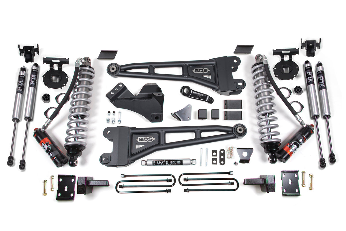 BDS Suspension 6 Inch Lift Kit w/ Radius Arm FOX 2.5 Performance Elite Coil-Over Conversion Ford F250/F350 Super Duty 08-10 4WD Diesel Leaf Springs (BDS1955FPE)