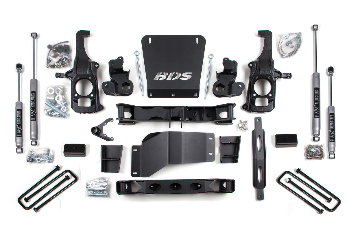 BDS Suspension 6.5 Inch Lift Kit Silverado/Sierra 2500HD/3500 11-19 2/4WD 5 Inch Block Without Overload Fox 2.0 Performance (BDS196FS)