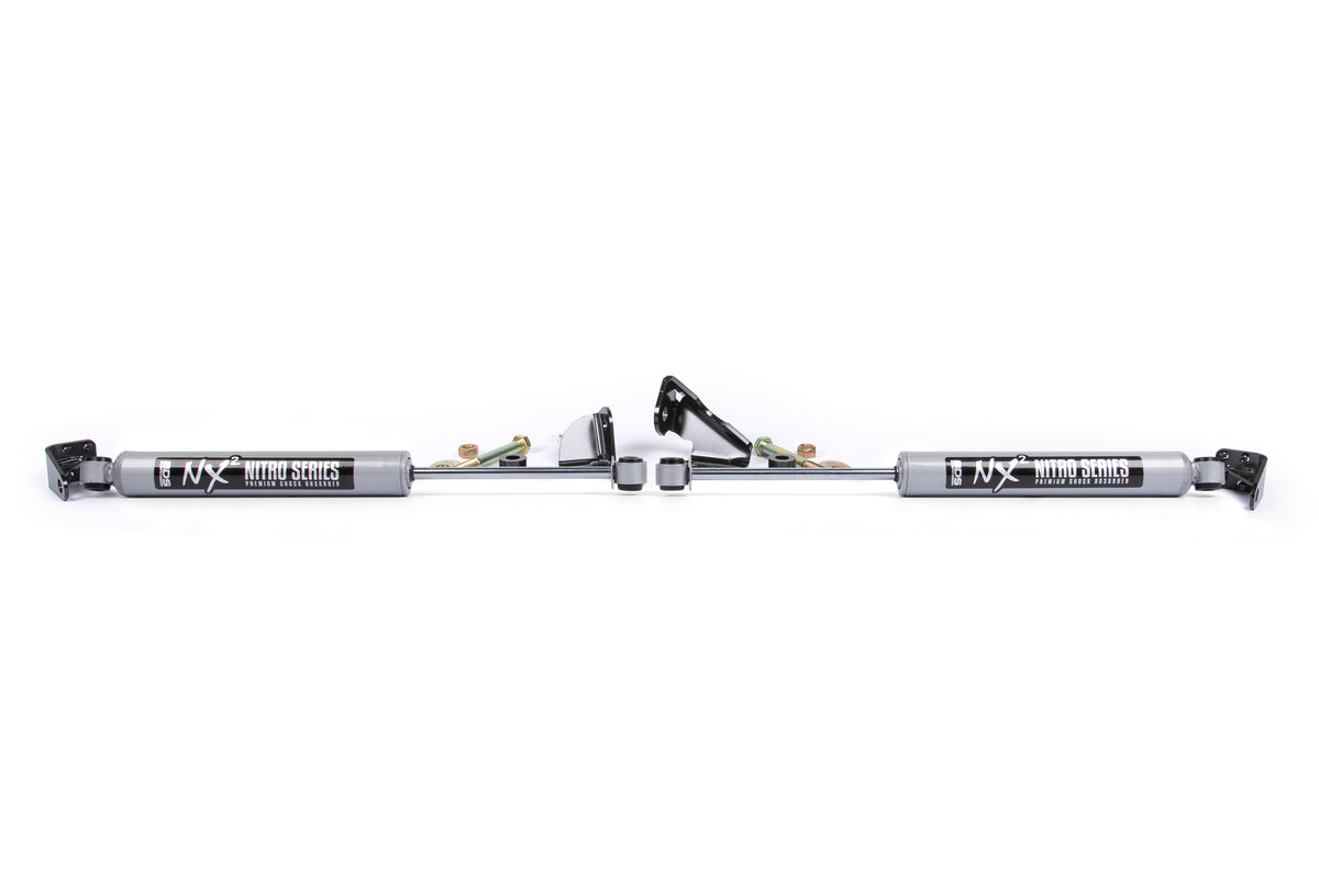BDS Suspension Dual Steering Stabilizer Kit w/ NX2 Shocks Ford F150 04-08 4WD With BDS Strut Spacers (BDS2019DH)