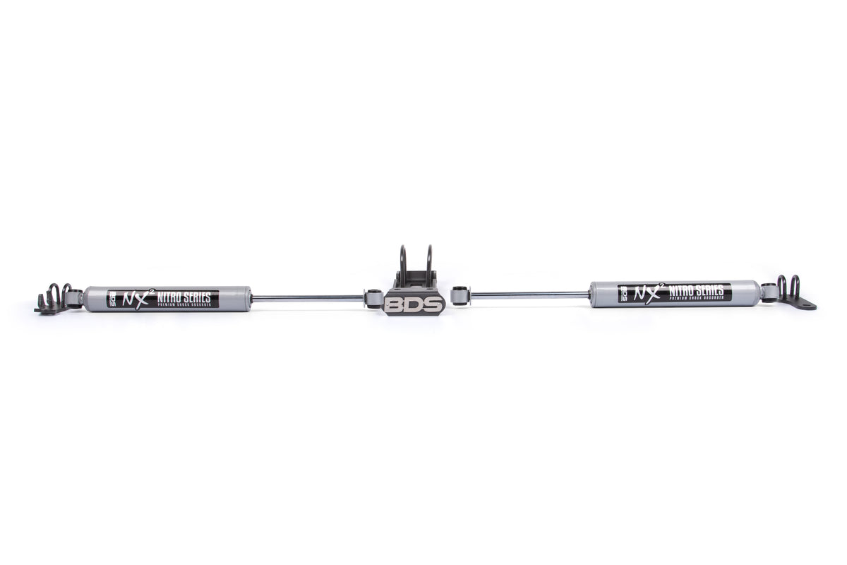 BDS Suspension Dual Steering Stabilizer Kit w/ NX2 Shocks Jeep Wrangler TJ 97-06 Cherokee XJ 84-01 Grand Cherokee ZJ 93-98 (BDS2028DH)