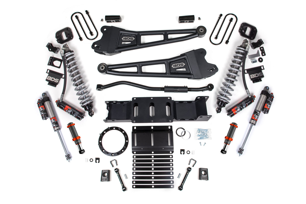 BDS Suspension 19-25 Ram 3500 4WD 3 Inch Radius Arm Suspension Lift Kit, 2 Inch Rear, Block w/Overload, 8 Bolt Diesel - Fox 2.5 Performance Elite Series C/O Front, FOX 2.0 Front Bump, Fox 2.5 Performance Elite Series Rear BDS Suspension (BDS2118PESB)
