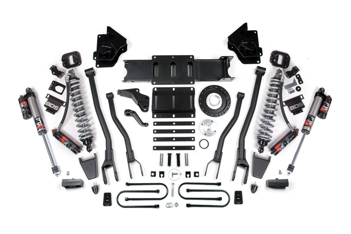 BDS Suspension 13-18 Ram 3500 4WD 4 Inch 4-Link Suspension Lift Kit, 2 Inch Rear, Block, 8 Bolt Diesel - Fox 2.5 Performance Elite Series C/O Front, Fox 2.5 Performance Elite Series Rear BDS Suspension (BDS2130PES)