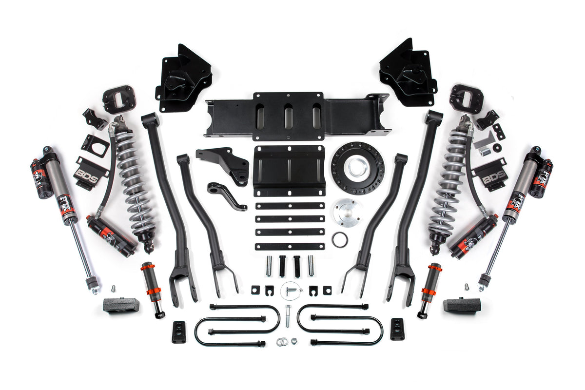 BDS Suspension 13-18 Ram 3500 4WD 4 Inch 4-Link Suspension Lift Kit, 2 Inch Rear, Block, 8 Bolt Diesel - Fox 2.5 Performance Elite Series C/O Front, FOX 2.0 Front Bump, Fox 2.5 Performance Elite Series Rear BDS Suspension (BDS2130PESB)