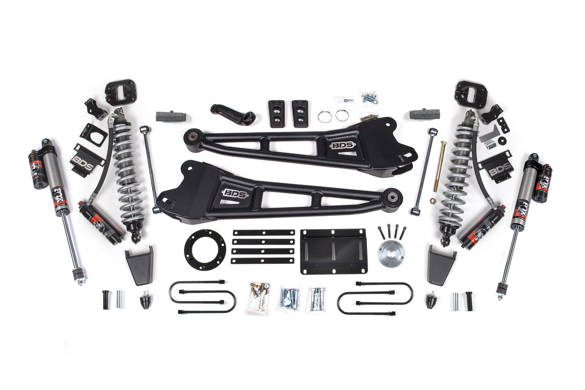 BDS Suspension 13-18 Ram 3500 4WD 6 Inch Radius Arm Suspension Lift Kit, 4 Inch Rear, Block, 6 Bolt Diesel - Fox 2.5 Performance Elite Series C/O Front, Fox 2.5 Performance Elite Series Rear BDS Suspension (BDS2132PES)