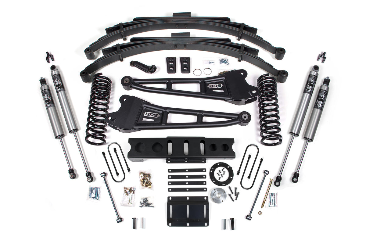 BDS Suspension 13-18 Ram 3500 4WD (Diesel) 6 Inch Radius Arm Suspension Lift Kit, 4.5 Inch Rear Lift, Leaf Spring, 6 Bolt - Fox 2.5 Performance Series Shocks BDS Suspension (BDS2141PS)