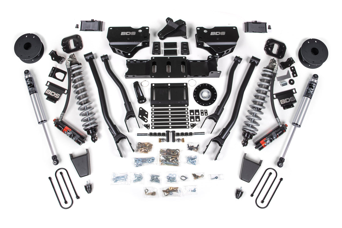 BDS Suspension 25-26 Ram 3500 (Diesel) 4 Inch 4-Link Suspension Lift Kit W/ Indexing Ring, 3 Inch Rear Lift, Block W/ OE Air Assist - Fox 2.5 PES C/O, Fox 2.5 IFP PS Shocks BDS Suspension (BDS2159PPS)