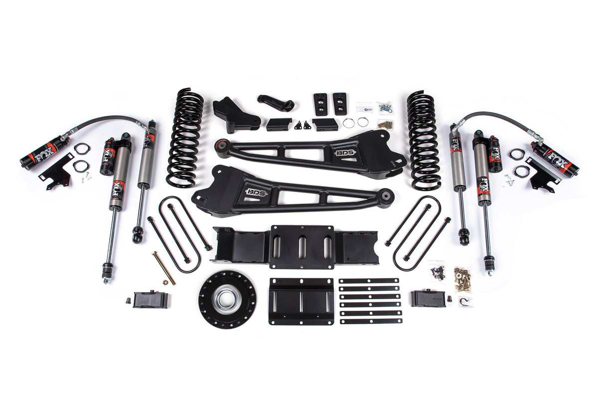 BDS Suspension 25-26 Ram 3500 (Diesel) 4 Inch Radius Arm Suspension Lift Kit W/ Indexing Ring, 2 Inch Rear Lift w/o Overload, Block - Fox 2.5 PES Shocks BDS Suspension (BDS2167FPE)