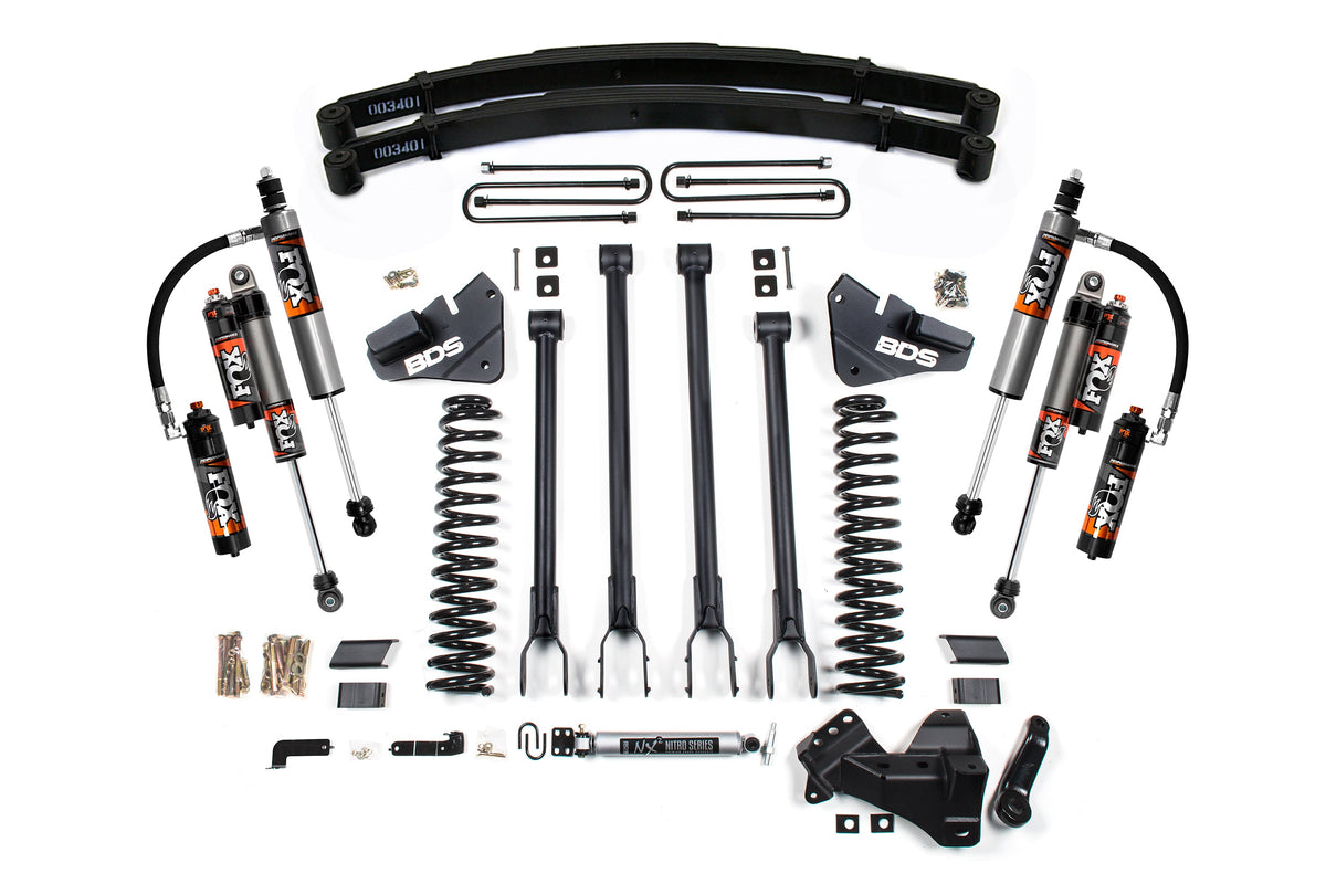 BDS Suspension 5 Inch Lift Kit w/ 4-Link Ford F250/F350 Super Duty 20-22 4WD Gas Leaf Springs Fox 2.5 Performance Elite (BDS2214FPE)