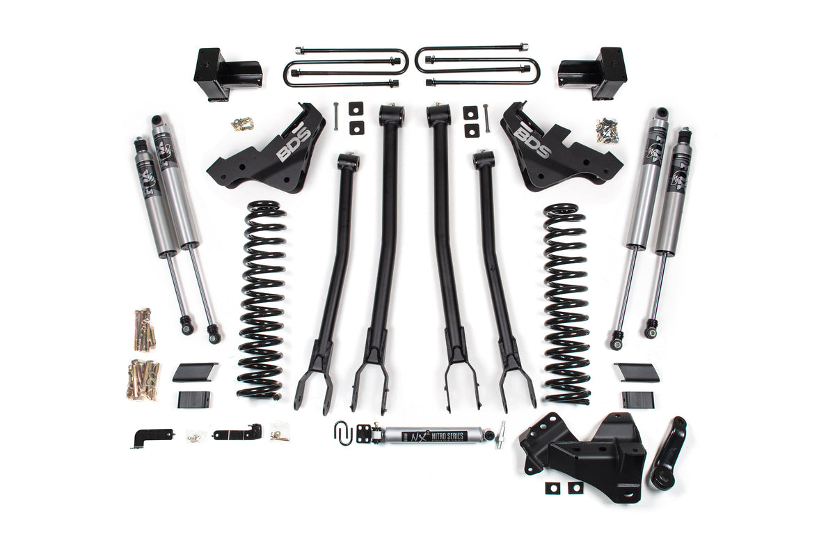 BDS Suspension 23-26 Ford F-250/F-350 Super Duty 4WD 5 Inch 4-Link Suspension Lift Kit, 4 Inch Rear, Leaf Spring, Diesel - Fox 2.0 Performance Series Shocks BDS Suspension (BDS2248FS)
