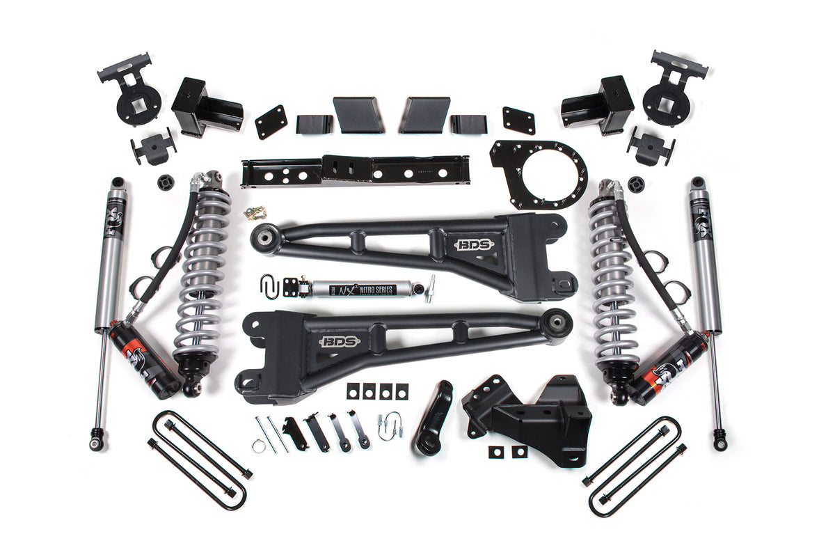 BDS Suspension 23-26 Ford F-350 DRW 4WD 7 Inch Radius Arm Suspension Lift Kit, 5 Inch Rear, Block, Diesel - Fox 2.5 Performance Elite Series C/O Front, Fox 2.5 Performance Elite Series Rear Shocks BDS Suspension (BDS2260PES)