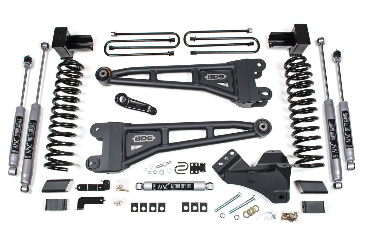 BDS Suspension 23-26 Ford F-350 DRW 4WD 5 Inch Radius Arm Suspension Lift Kit, 3 Inch Rear, Block, Diesel - NX2 Nitro Shocks Front and Rear Shocks BDS Suspension (BDS2261H)