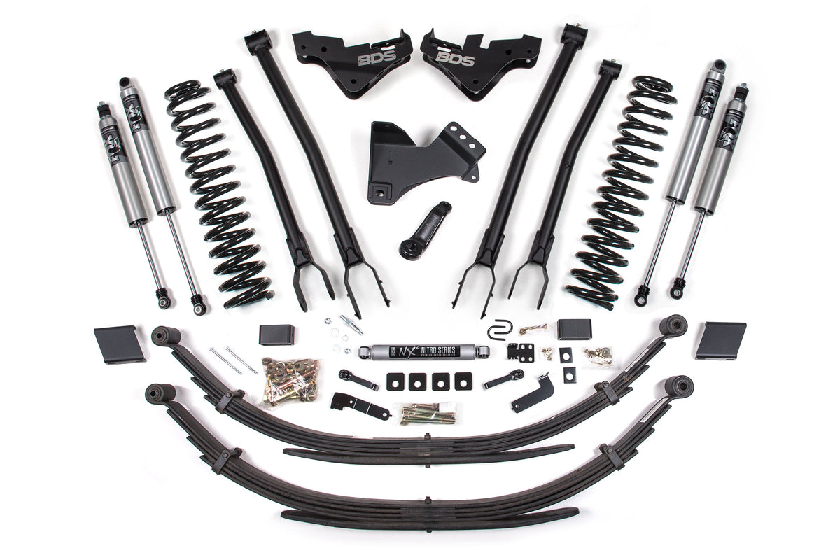 BDS Suspension 23-26 Ford F-250/F-350 4WD 5 Inch 4-Link Suspension Lift Kit, 3 Inch Rear, Block (W/O Overload), Gas - Fox 2.0 IFP Performance Series Shocks Front and Rear BDS Suspension (BDS2265FS)