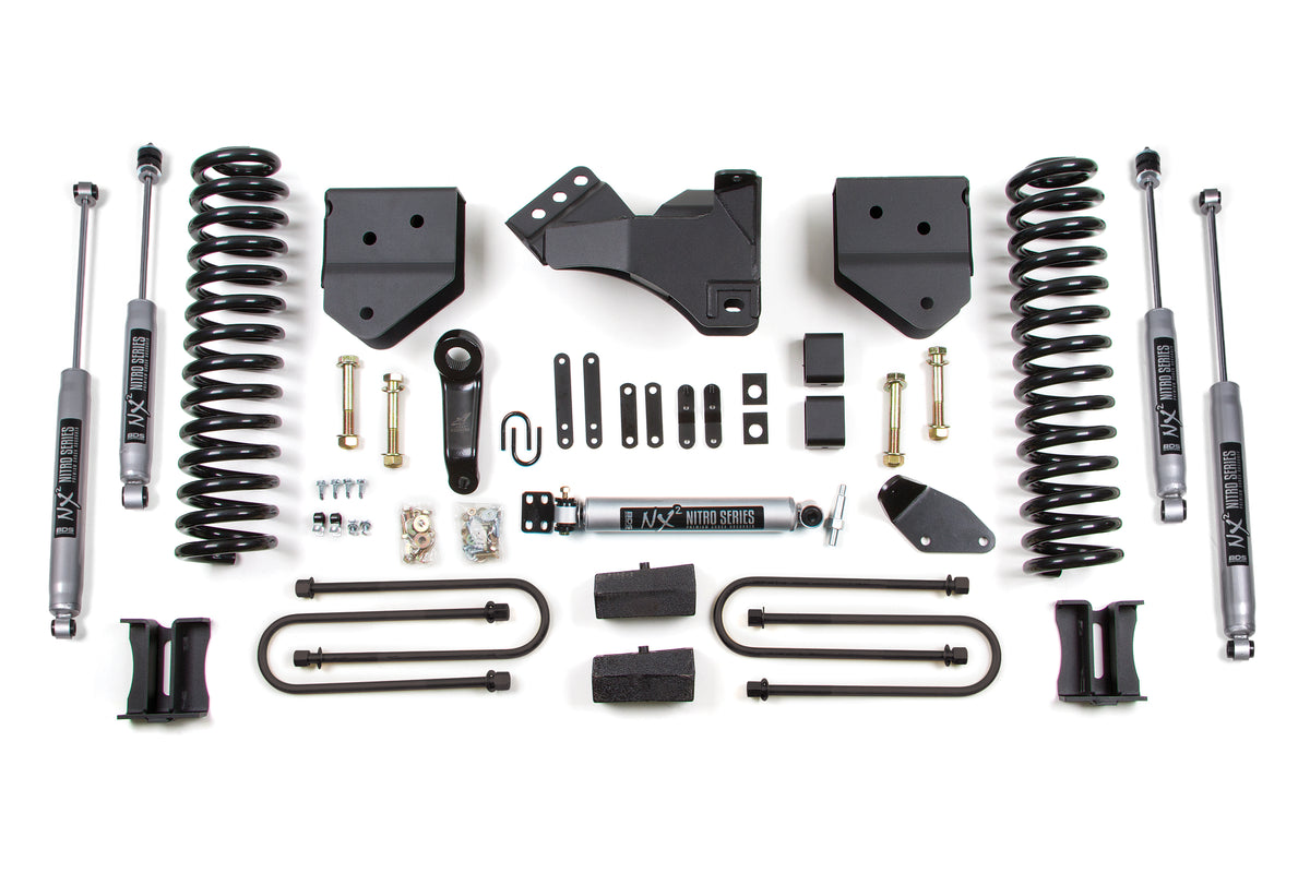 BDS Suspension 4 Inch Lift Kit Ford F250/F350 Super Duty 08-10 4WD Gas Block Kit With Factory Overload NX2 Nitro (BDS543H)