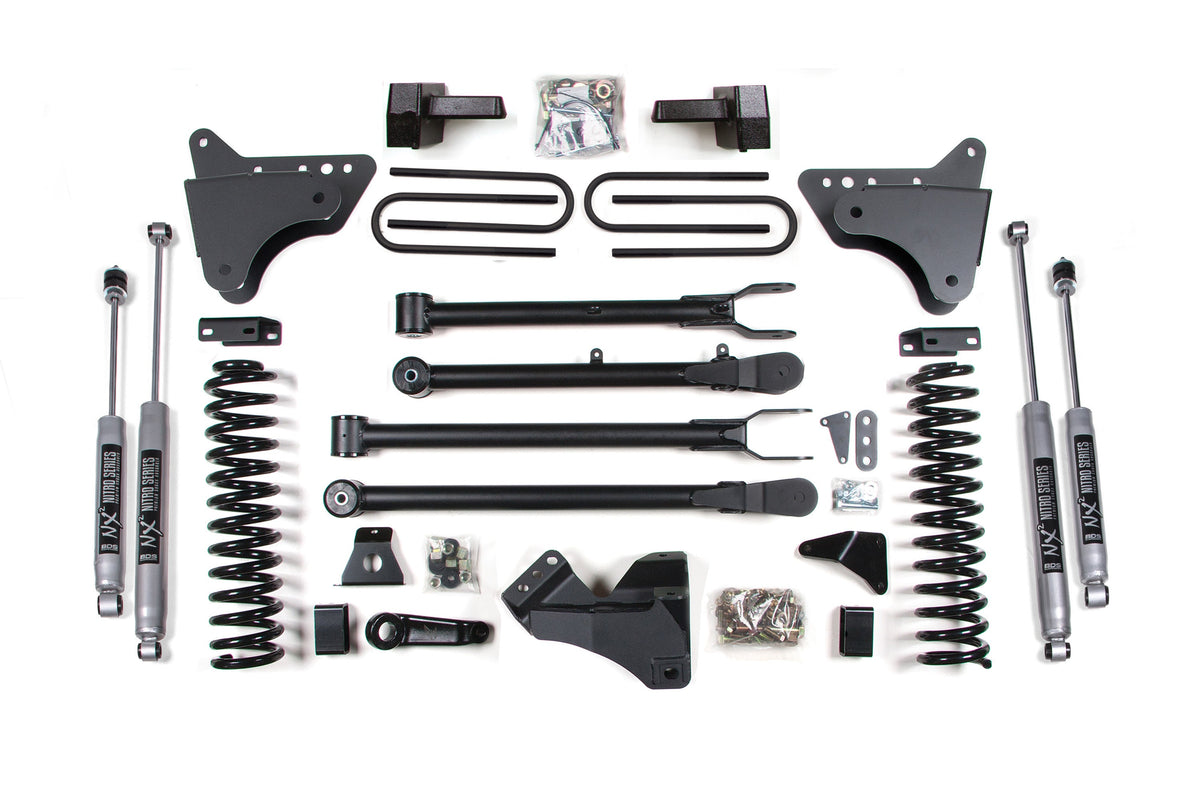 BDS Suspension 6 Inch Lift Kit w/ 4-Link Ford F250/F350 Super Duty 08-10 4WD Gas Block With Factory Overload NX2 Nitro (BDS565H)