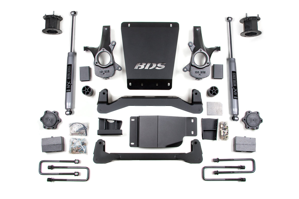 BDS Suspension 07-13 Chevrolet Silverado 1500 - GMC Sierra 1500 4WD 4.5 Inch Suspension Lift Kit, 4 Inch Rear Lift, Leaf Spring, Fox 2.0 IFP Performance Series Shocks BDS Suspension (BDS703FS)