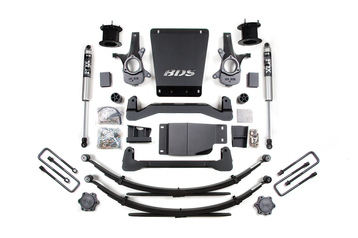 BDS Suspension 07-13 Chevrolet Silverado 1500 - GMC Sierra 1500 4WD 4.5 Inch Suspension Lift Kit, 4 Inch Rear Lift, Leaf Spring, NX2 Nitro Series Shocks BDS Suspension (BDS703H)