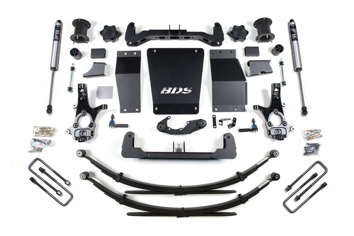 BDS Suspension 07-13 Chevrolet Silverado 1500 - GMC Sierra 1500 2WD 4.5 Inch Suspension Lift Kit, 4 Inch Rear Lift, Leaf Spring, Fox 2.0 IFP Performance Series Shocks BDS Suspension (BDS705FS)