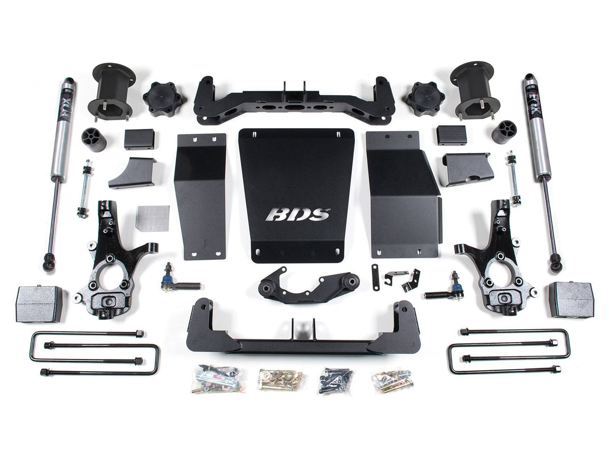 BDS Suspension 14-18 Chevrolet Silverado 1500 - GMC Sierra 1500 4WD 6.5 Inch Suspension Lift Kit (Aluminum / Stamped Steel), 4 Inch Rear Lift, Block, Fox 2.0 IFP Performance Series Shocks BDS Suspension (BDS708FS)