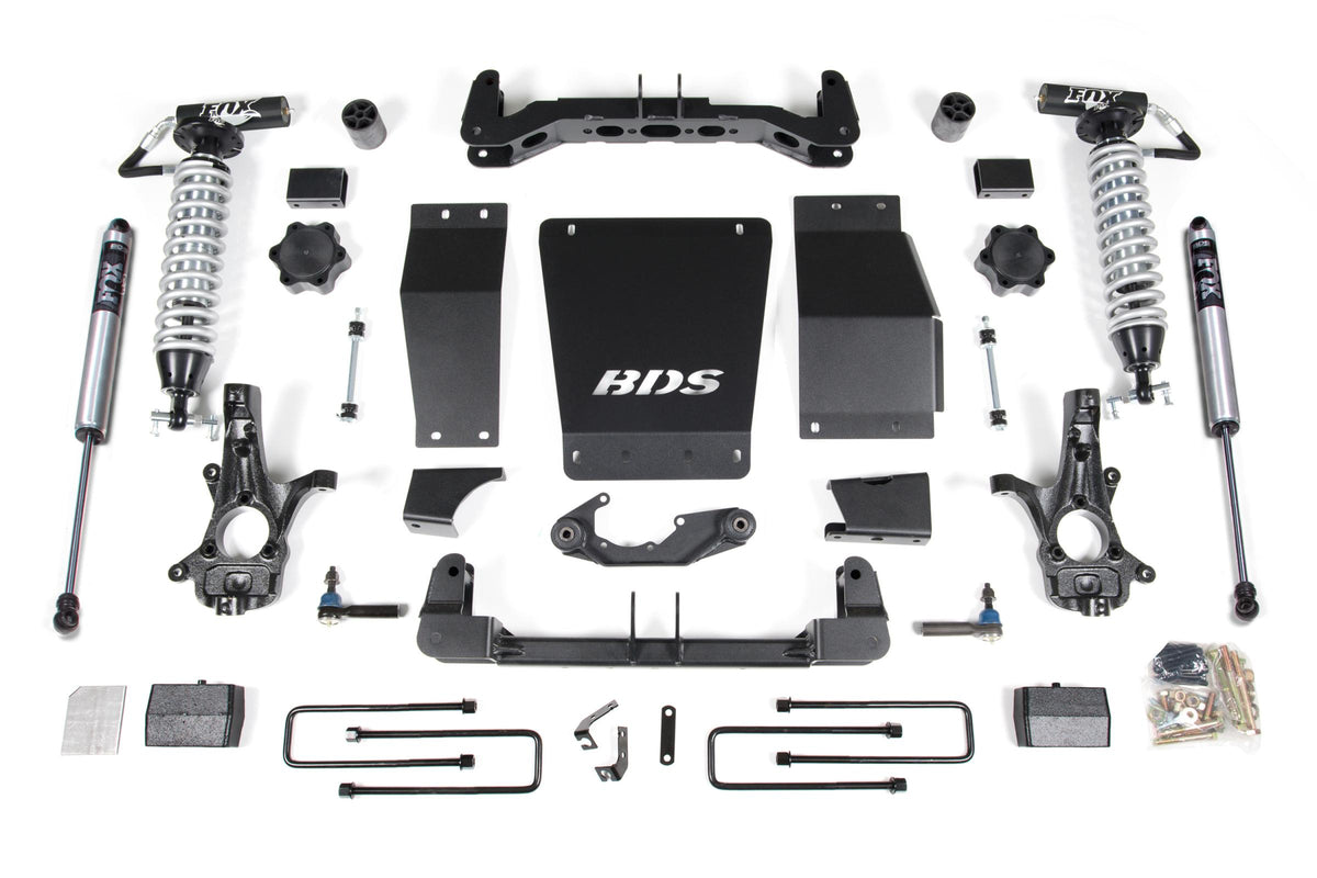 BDS Suspension 4 Inch Lift Kit FOX 2.5 Coil-Over Silverado/Sierra 1500 14-18 4WD Block Kit Aluminum / Stamped Steel Control Arm Fox 2.5 Performance Shocks (BDS713FDSC)