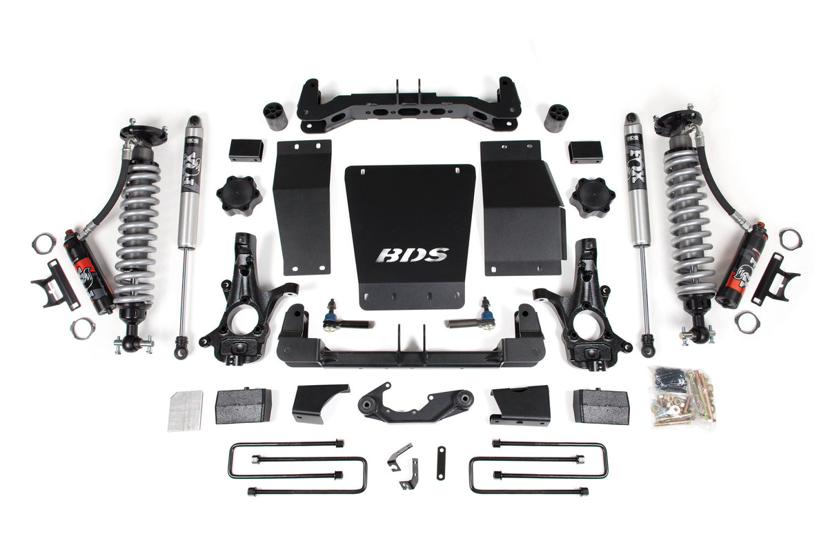 BDS Suspension 4 Inch Lift Kit FOX 2.0 Performance Elite Block Kit Aluminum/Stamped Steel Coil-Over 14-18 Silverado/Sierra 1500 4WD (BDS713PSS)