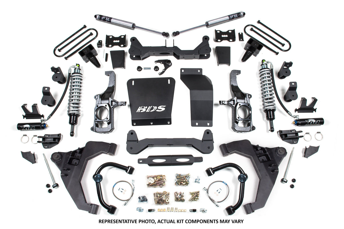 BDS Suspension 11-19 Chevrolet Silverado 2500HD/3500HD - GMC Sierra 2500HD/3500HD 4WD 6.5 Inch Coilover Conversion Kit, 5 Inch Rear Lift, Block w/o Overload - Fox 2.5 Performance Elite Series C/O, Fox 2.5 Performance Elite Series Shocks (BDS727PES)