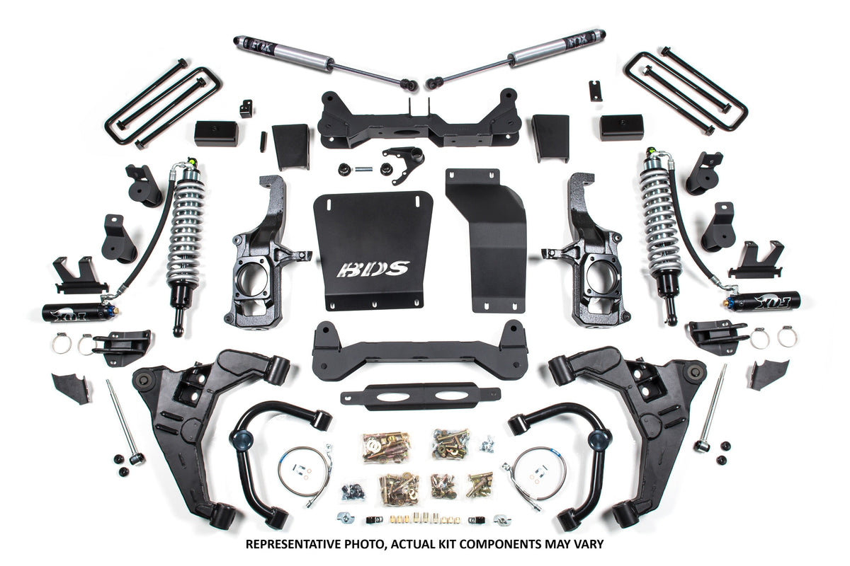 BDS Suspension 11-19 Chevrolet Silverado 2500HD/3500HD - GMC Sierra 2500HD/3500HD 4WD 6.5 Inch Coilover Conversion Kit, 5 Inch Rear Lift, Block w/o Overload - Fox 2.5 Performance Elite Series C/O, Fox 2.0 IFP Performance Series Shocks (BDS727PSS)