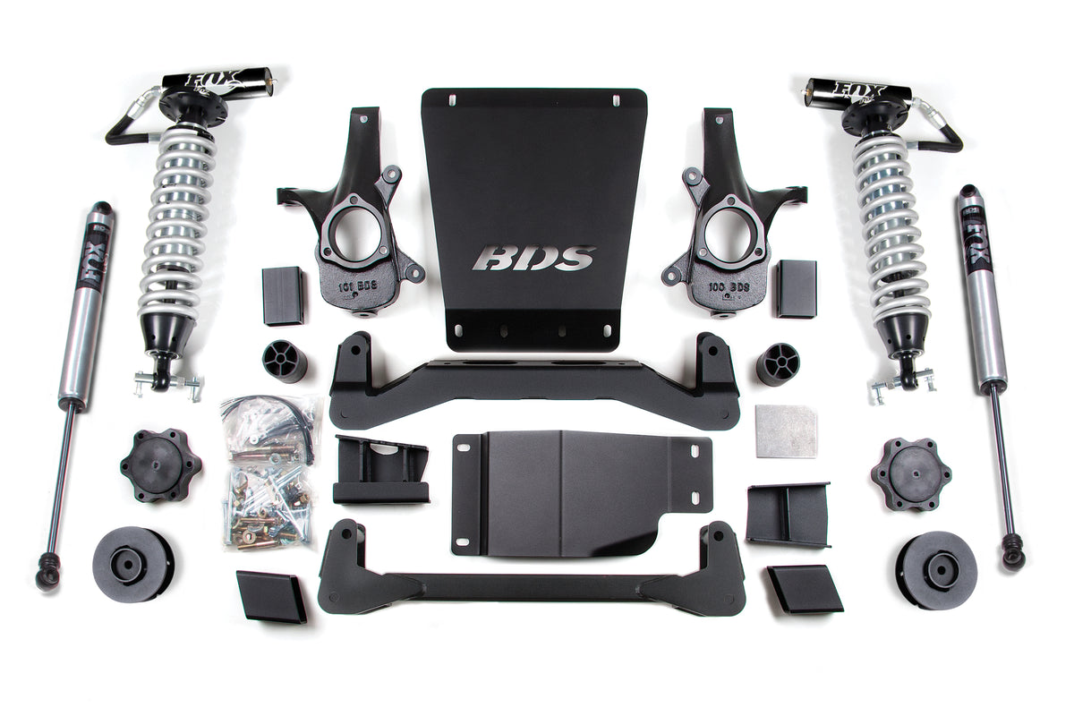 BDS Suspension 4 Inch Lift Kit FOX 2.5 Coil-Over Avalanche Suburban Tahoe or Yukon 1500 07-14 4WD 3 Inch Lift Coil Spacer Fox 2.5 Performance Shocks (BDS900FDSC)