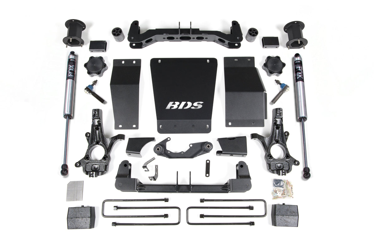 BDS Suspension 14-18 Chevrolet Silverado 1500 - GMC Sierra 1500 4WD 4.5 Inch Suspension Lift Kit (Cast Steel), 3 Inch Rear Lift, Block, Fox 2.0 IFP Performance Series Shocks BDS Suspension (BDS901FS)