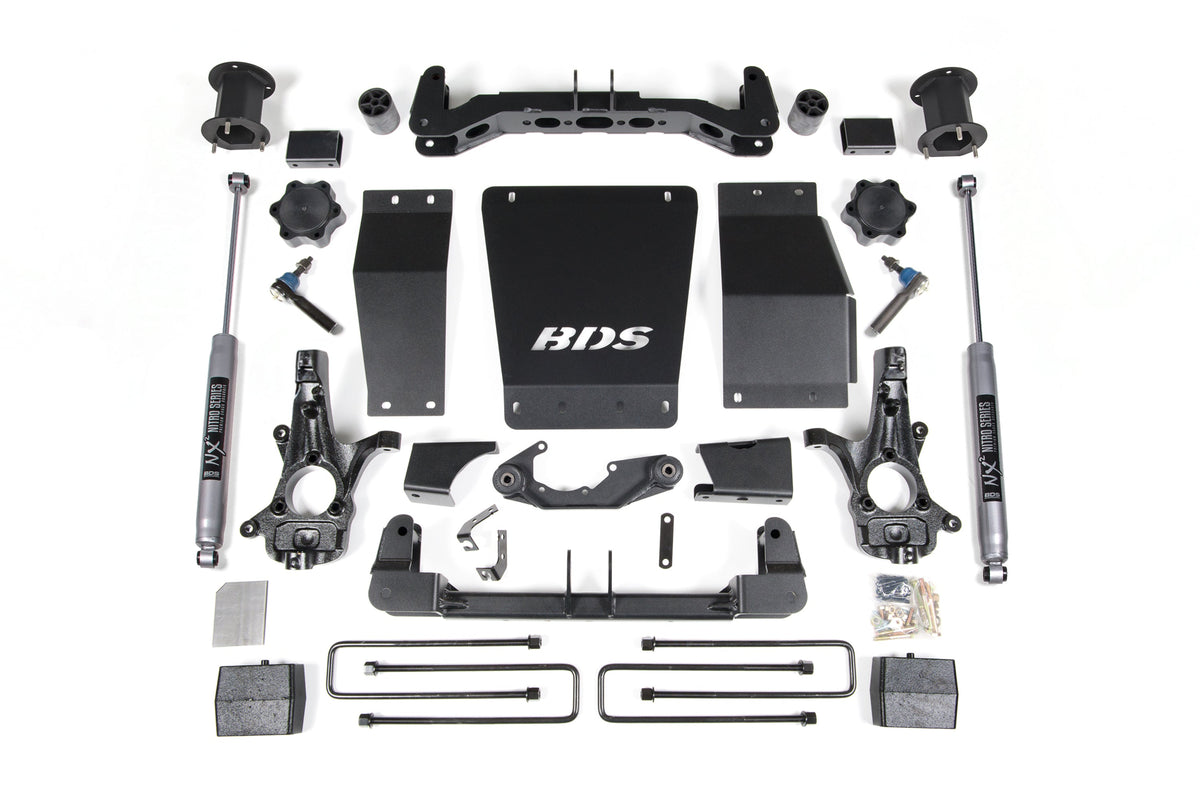 BDS Suspension 14-18 Chevrolet Silverado 1500 - GMC Sierra 1500 4WD 4.5 Inch Suspension Lift Kit (Cast Steel), 3 Inch Rear Lift, Block, NX2 Nitro Series Shocks BDS Suspension (BDS901H)