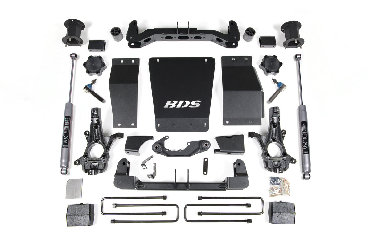 BDS Suspension 14-18 Chevrolet Silverado 1500 - GMC Sierra 1500 4WD 4.5 Inch Suspension Lift Kit (Aluminum / Stamped Steel), 3 Inch Rear Lift, Block, NX2 Nitro Series Shocks BDS Suspension (BDS903H)