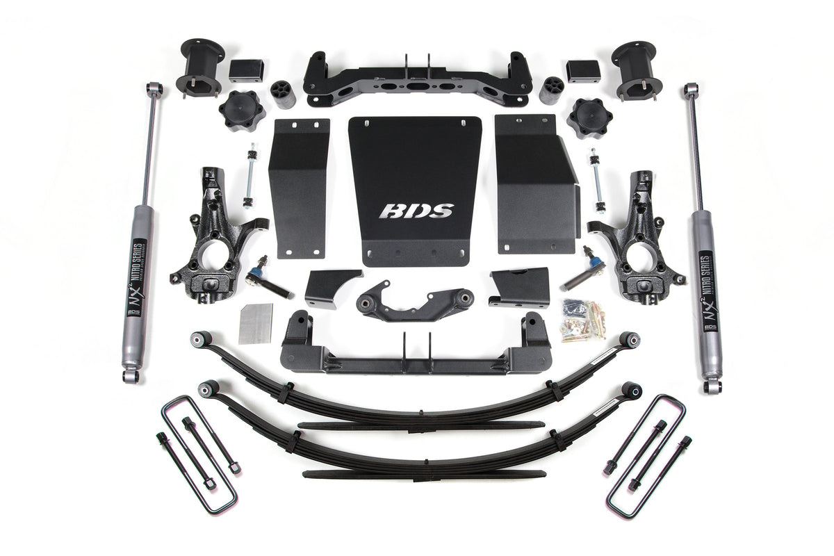 BDS Suspension 14-18 Chevrolet Silverado 1500 - GMC Sierra 1500 4WD 4.5 Inch Suspension Lift Kit (Aluminum / Stamped Steel), 4 Inch Rear Lift, Leaf Springs, NX2 Nitro Series Shocks BDS Suspension (BDS904H)