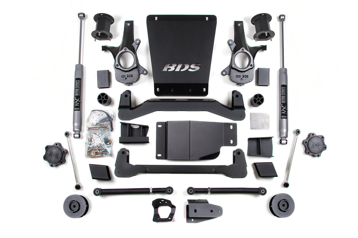 BDS Suspension 07-14 Chevrolet SUV - GMC SUV 4WD 4.5 Inch Suspension Lift Kit, 3 Inch Rear Lift, Spacer, NX2 Nitro Series Shocks BDS Suspension (BDS906H)