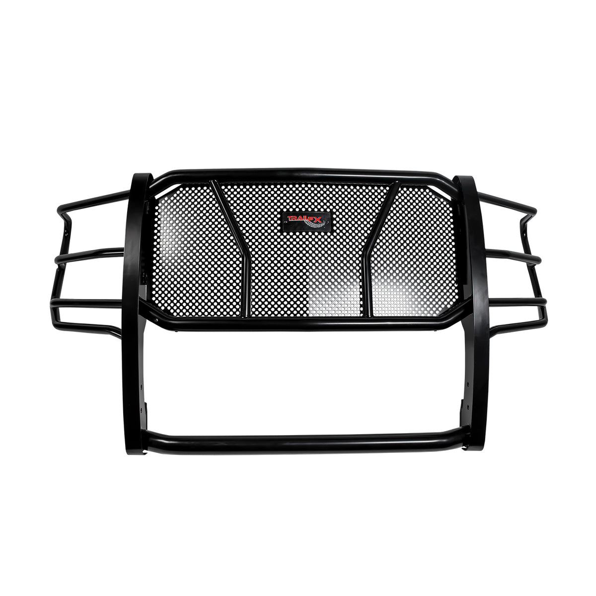 TrailFX Grille Guard For Ford F-150 - Powder Coated Black Steel With Brush Guard Without Skid (E0508B)