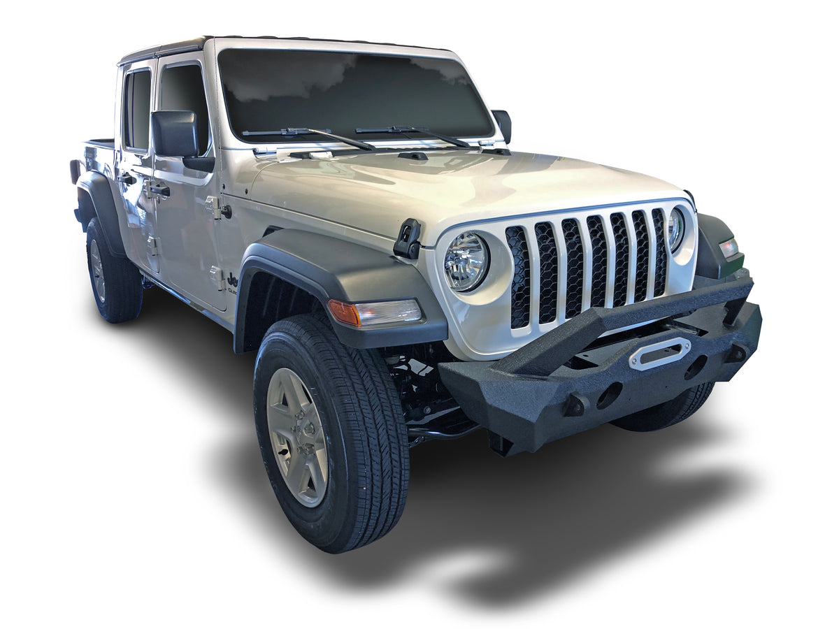 TrailFX Bumper For Jeep Gladiator, Jeep Wrangler - One Piece Stubby Design Direct-Fit Mntg Hardware Included (JL08T)