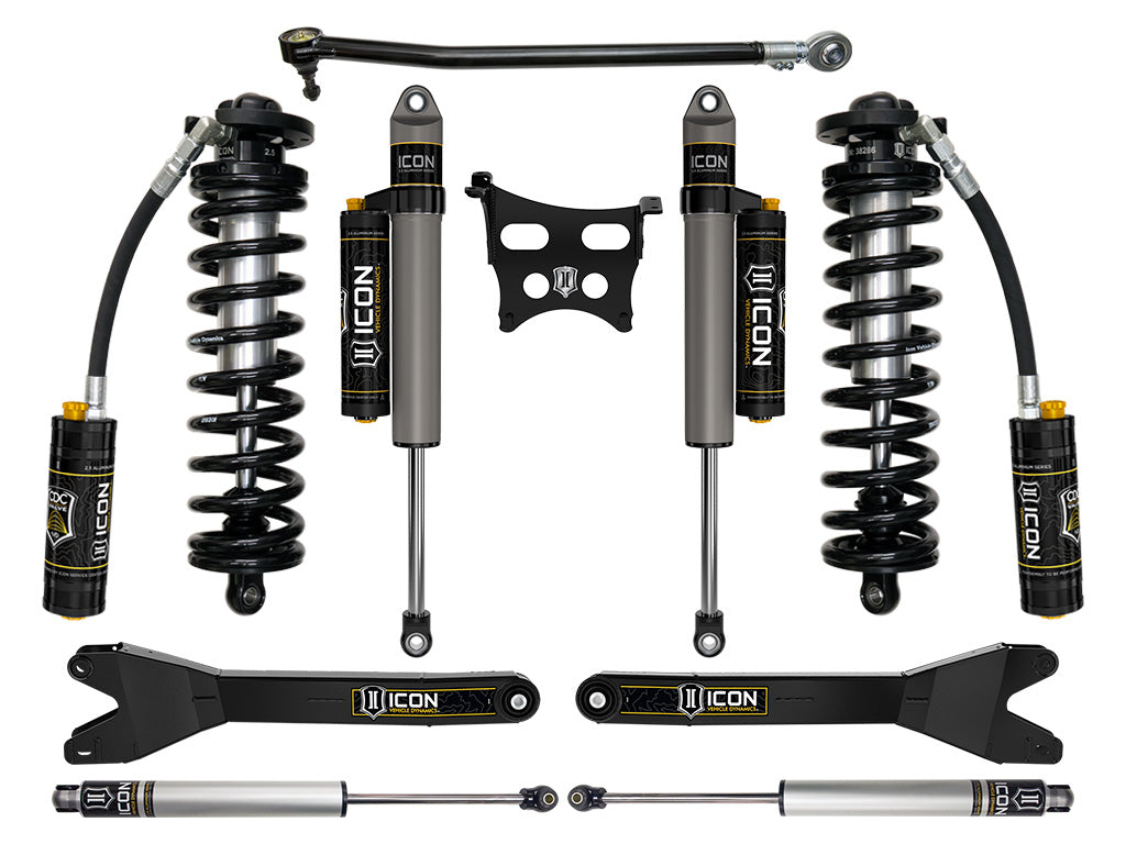 ICON 2023-2025 Ford F-250/F-350 Super Duty 4WD 2.5-3in Lift Stage 4 Coilover Conversion System With Radius Arms