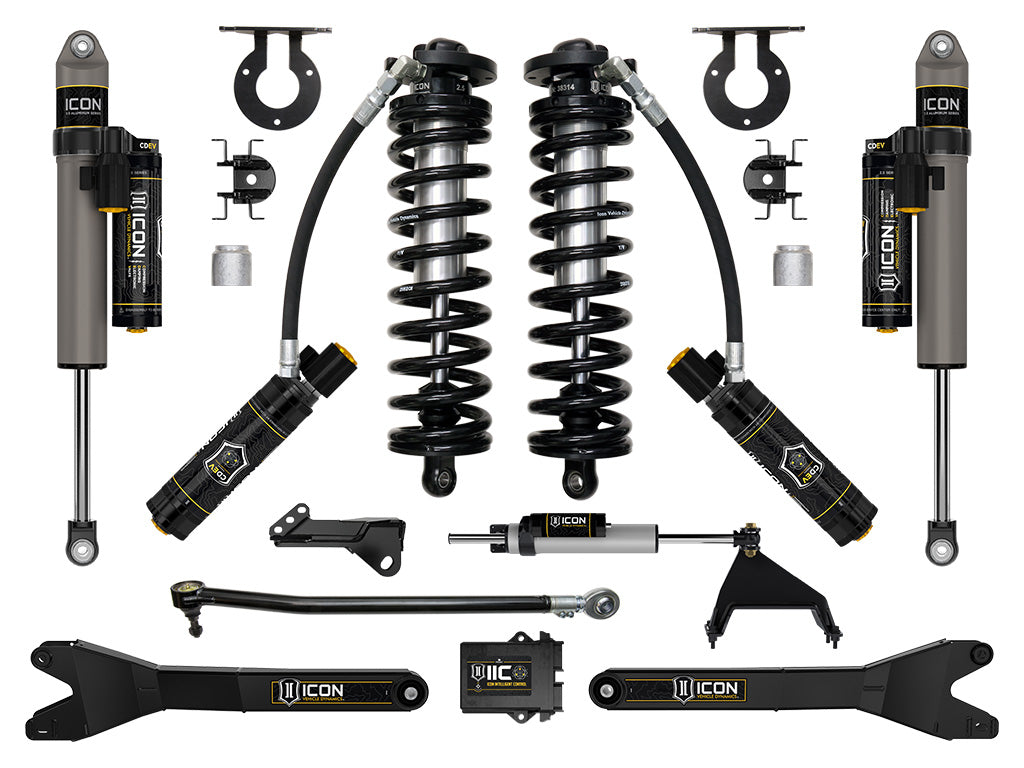 ICON 2023-2025 Ford F-250/F-350 Super Duty 4WD 2.5-3in Lift Stage 6 Coilover Conversion System With Radius Arms