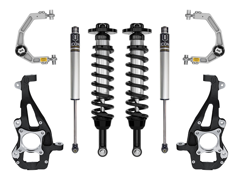 ICON 2021-2023 Ford F-150 4WD 3.5-4.5in Lift Stage 1 Suspension System Billet UCA | 2021-2024 Ford F-150 4WD 3.5-4.5in Lift Stage 1 Suspension System Billet