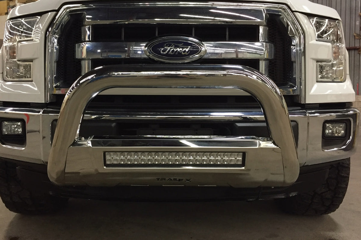 TrailFX Bull Bar For Chevrolet, GMC Trucks - 3-1/2 Inch Diameter, With Skid Plate, With 20 Inch Double (B1603SKIT)