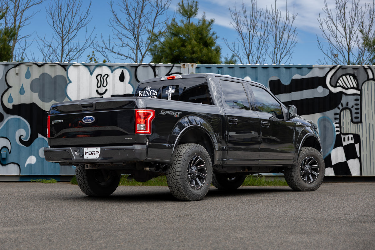 MBRP 15-20 Ford F-150 2.7L, 3.5L and 5.0L, Armor BLK 3-Inch Cat-Back Passenger Side Exit with Black Tips