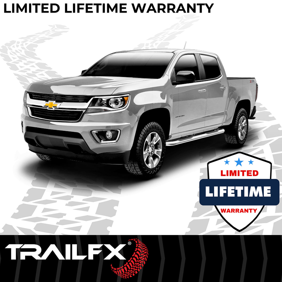 TrailFX Step Nerf Bar For Ford Bronco Sport - With Step Pads, 3 Inch Round Bent, Without End Caps (A0065S)