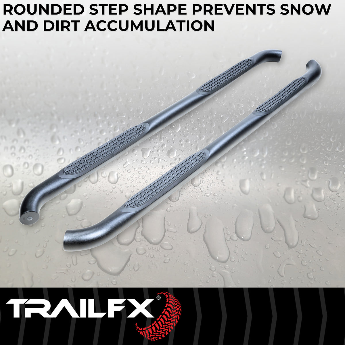 TrailFX Step Nerf Bar For Chevrolet Suburban - With Step Pads, 3 Inch Round Bent, Without End Caps (A0067T)