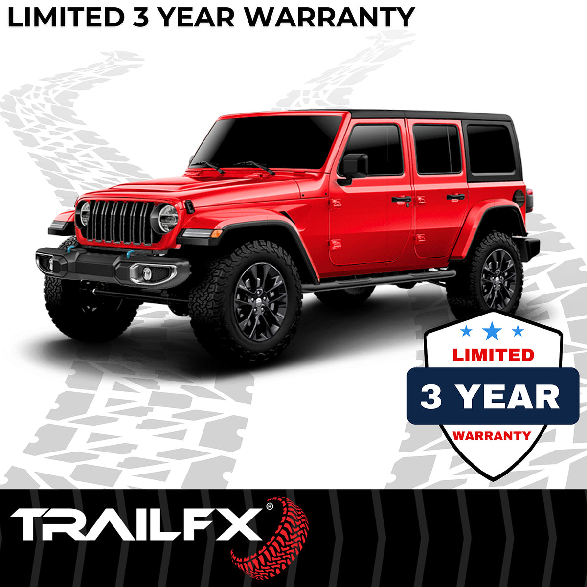 TrailFX Step Nerf Bar For Toyota Tacoma - With Step Pads, 3 Inch Round Bent, Without End Caps (A0068T)