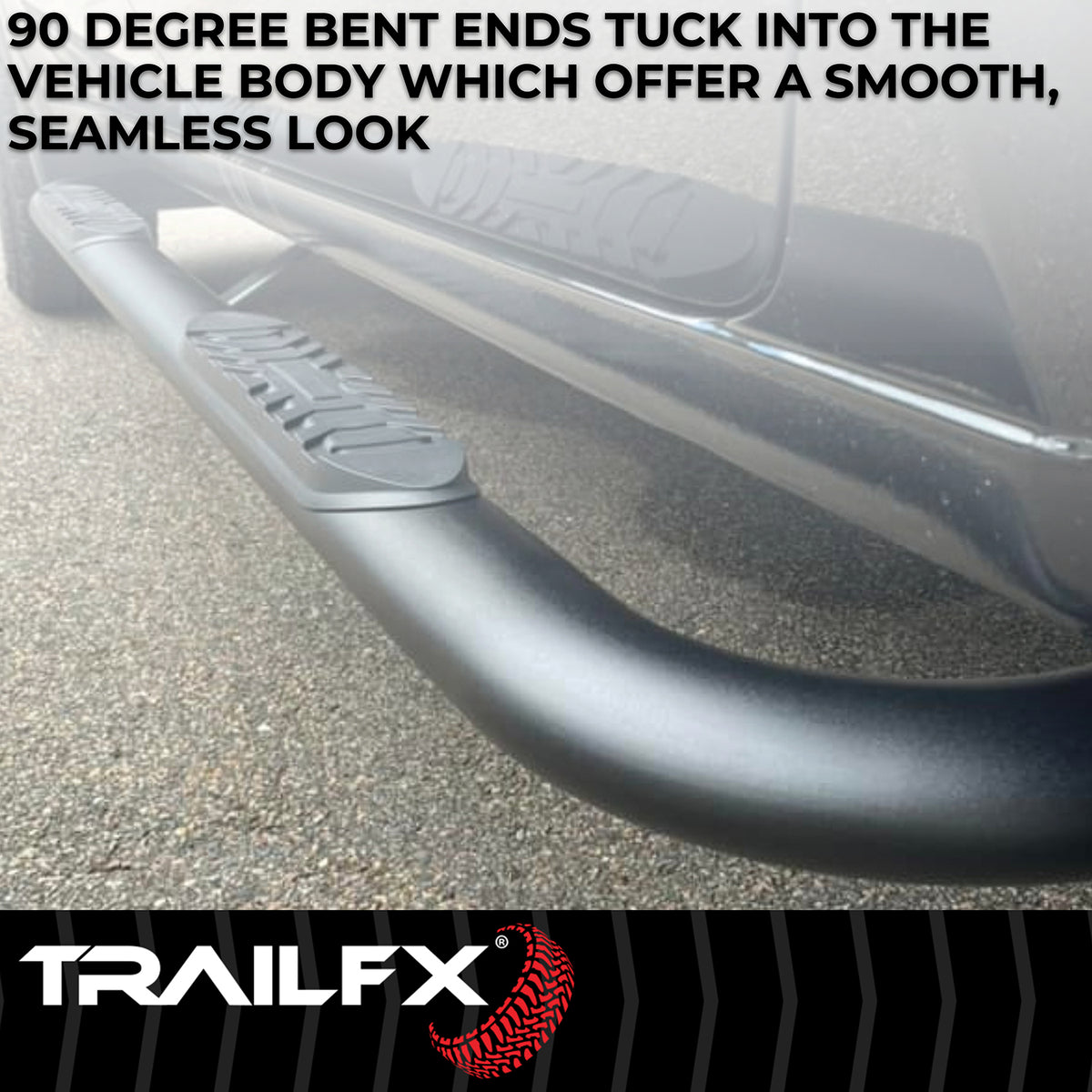 TrailFX Step Nerf Bar For Ram 1500 - With Step Pads, 4 Inch Oval Bent, With Welded End Caps (A1012B)