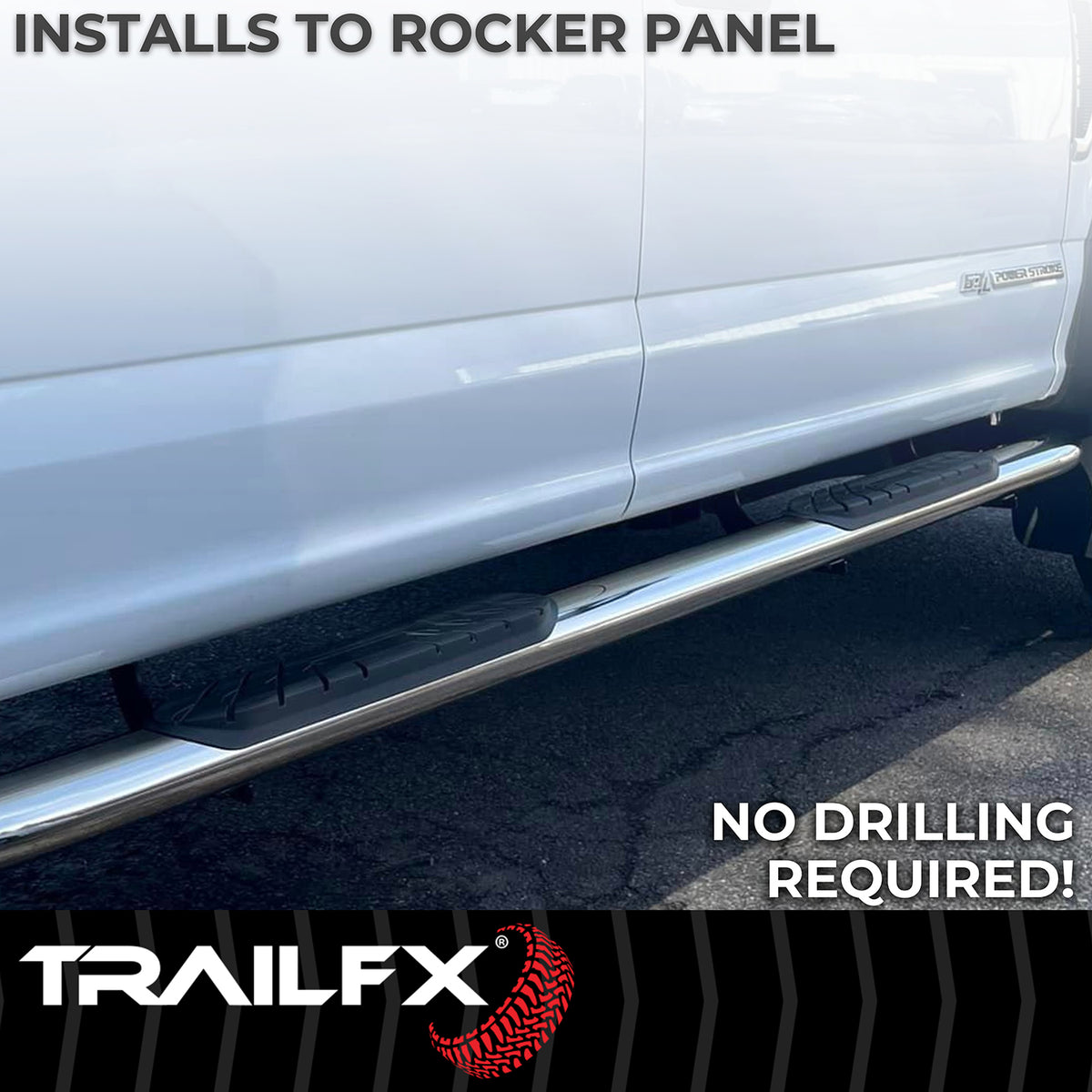 TrailFX Step Nerf Bar For Ram 1500 - With Step Pads, 4 Inch Oval Bent, With Welded End Caps (A1012S)