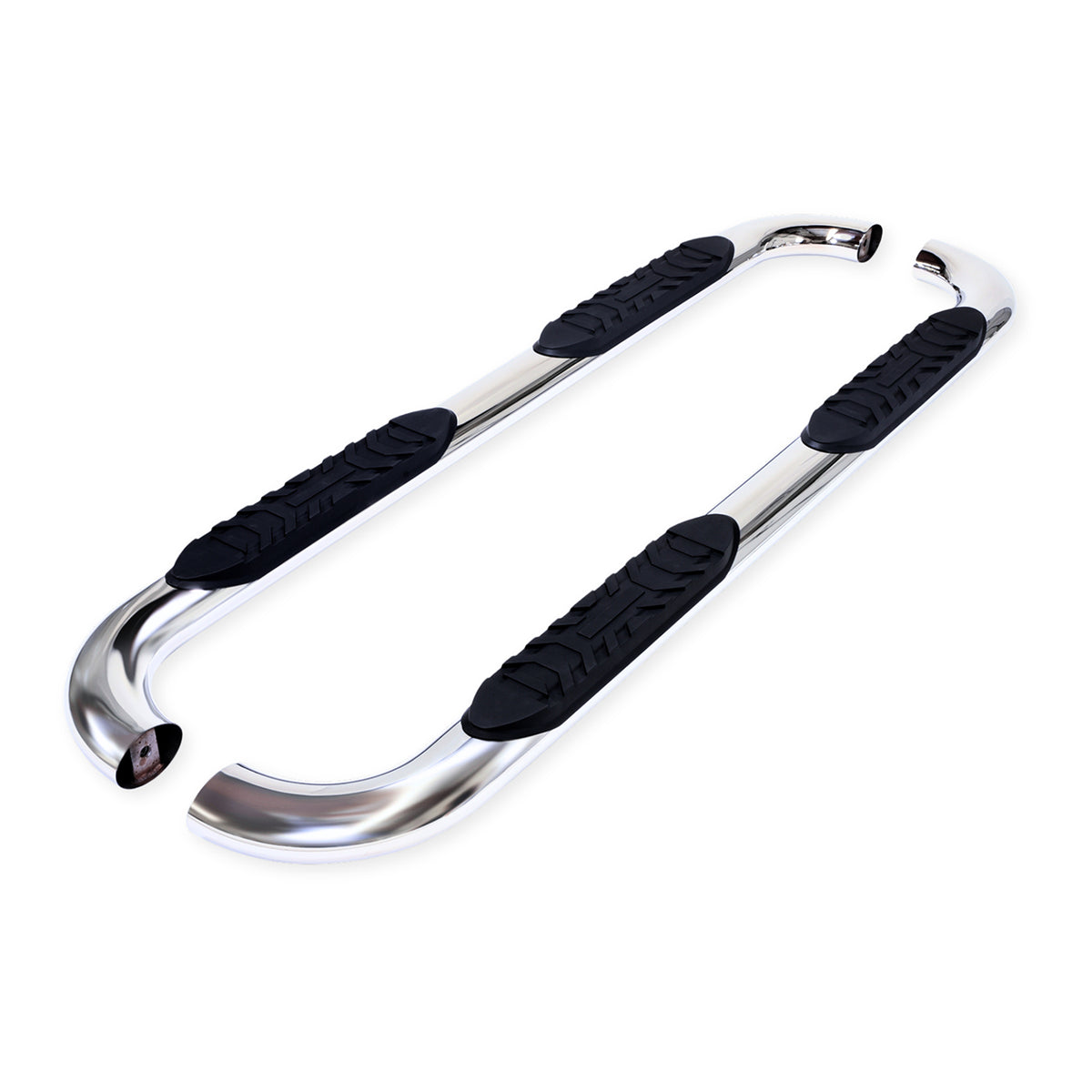 TrailFX Step Nerf Bar For Toyota Tacoma - With Step Pads, 4 Inch Oval Bent, With Welded End Caps (A1019S)